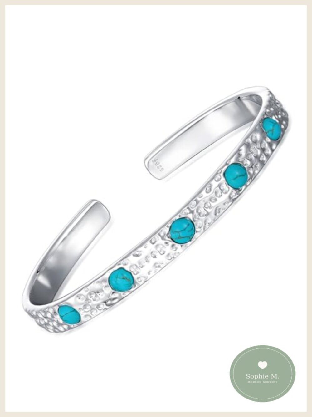 Sterling Silver Turquoise Bangle Bracelet Adjustable Cuff